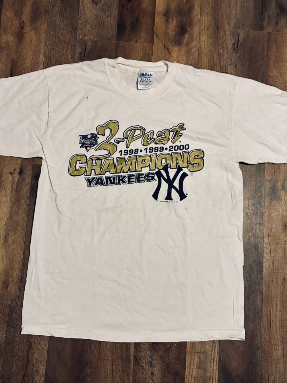 Vintage 2000 New York Yankees World Series Shirt 3Peat Champions - Size Large L